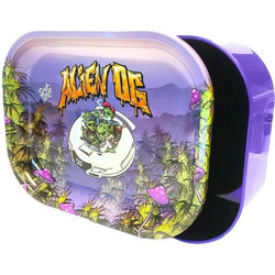 Best Buds Thin Box Rolling Tray With Storage - Alien OG