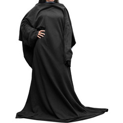 Κουβέρτα Fleece Βελούδινη Με Μανίκια Και Κουκούλα Ultra Plush Huggle Hoodie 170x90εκ Μαύρο