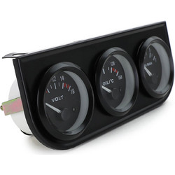 Σετ Οργάνων Αυτοκινήτου Oldtimer Retro Black 52mm 4 Τεμαχίων Volt / Oil Temp / Oil Press / Βάση Ταμπλό Τριπλή