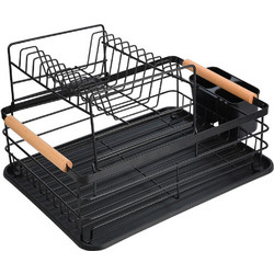 Estia Στεγνωτήριο Πιάτων Νεροχύτη Διώροφο Μεταλλικό Μαύρο 01-23546