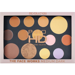 Makeup Revolution Pro HD Palette The Face Works Medium/Dark 27gr