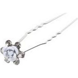 Ro Accessories Φουρκέτα Μαλλιών Ασημί Τριαντάφυλλο Με Στρας 12 mm