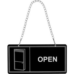Σήμανση Κρεμαστή Πλαστική Μαύρη OPEN-CLOSED 24x12cm