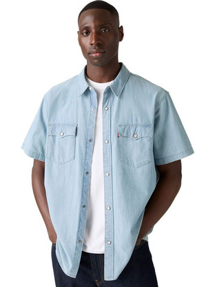 Levi's Ανδρικό Πουκάμισο Τζιν Κοντομάνικο Φαρδιά Γραμμή Γαλάζιο A5722-0008