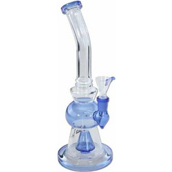 Black Leaf Glass Bong with Percolator - Light Blue