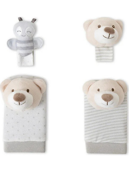 Interbaby Bear Σετ 4 Τμχ Καλτσάκια & Περικάρπια Κουδουνίστρες Grey