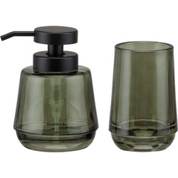 Αξεσουάρ Μπάνιου Σετ Γυάλινο Mood Soap Dispenser & Cup Bathroom Green Sealskin 2Τεμ