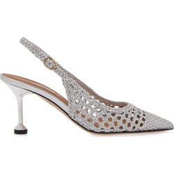 Geox Martina T Γόβες Slingback Δερμάτινες Ασημί U494B20246D0-L5202