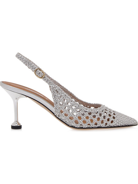 Geox Martina T Γόβες Slingback Δερμάτινες Ασημί U494B20246D0-L5202