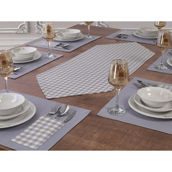 Runner Moena Γκρι Σετ 7τεμ. 40x110 & 6 ΣΟΥΠΛΑ 60% Cotton - 40% Polyester