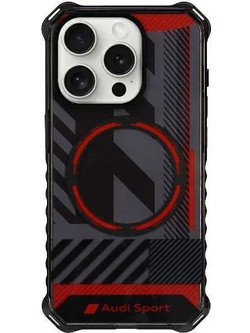 Audi IML Sport MagSafe Case iPhone 15 Pro Max 6.7 black/black hardcase AU-IMLMIP15PM-RSQ/D2-BK - (AUDI000102-0)