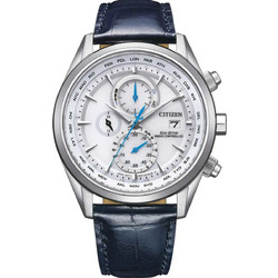 Citizen Eco-Drive Ανδρικό Ρολόι Χρονογράφος Solar με Μαύρο Δερμάτινο Λουράκι AT8260-18A