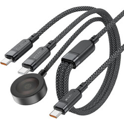 Acefast C6-11 USB-C 3in1 Cable - 2x USB-C / Qi 480Mb/s 100W 1.2m - black