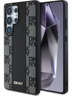 DKNY Leather Checkered Pattern MagSafe Case for Samsung Galaxy S25 Ultra Black