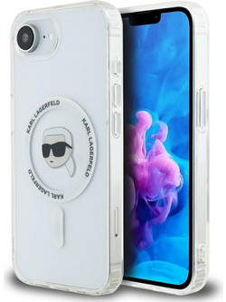 Karl Lagerfeld IML Metal Karl Head MagSafe Case for iPhone 16e White