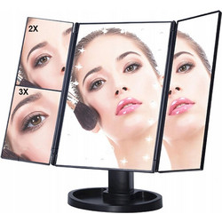 EXTRALINK | Makeup Mirror | With magnification, black, extendable, illuminated, With Stand - (EX.23803)