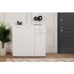 Παπουτσοθήκη Ξύλινη Λευκή Μ108xΠ35xΥ108cm ADR-532-BB-1