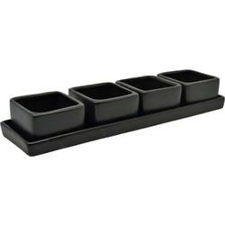 Ορντεβιέρα 4 Θέσεων 842414 32x8,2x4,8cm Black Ankor Κεραμικό