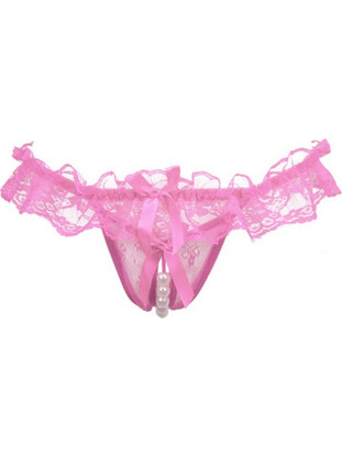 Women Lace Cortchless T-string Pink