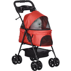 PawHut Καρότσι Μεταφοράς Σκύλου έως 4kg Κόκκινο 67x45x96cm D00-127RD