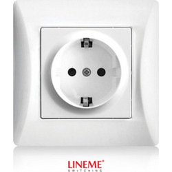 Lineme Μονή Χωνευτή Πρίζα Ρεύματος Ασφαλείας Λευκή 50-00113-1