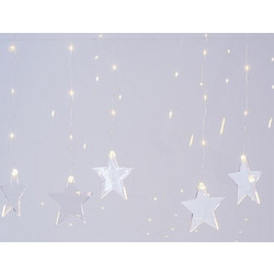 ΚΟΥΡΤΙΝΑ, 47 MINI LED, 4.5V ΜΕΤΑΣΧΗΜΑΤΙΣΤΗ, 7 ΑΚΡΥΛΙΚΑ ΑΣΤΕΡΙΑ, ΑΣΗΜΙ ΧΑΛΚΙΝΟ ΚΑΛΩΔΙΟ, ΘΕΡΜΟ ΛΕΥΚΟ LED (H80 x W120cm) ΠΡΟΕΚΤΑΣΗ