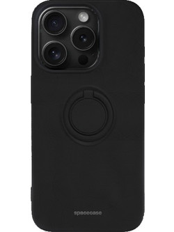 Θήκη iPhone 14 Pro Spacecase Silicone Ring Σιλικόνης με Μεταλλικό Μαγνητικό Ring Holder - Black (5905719013530)