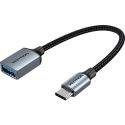 Vention USB 3.0 C Male to A Female OTG Cable 0.15M Gray Aluminum Alloy Type