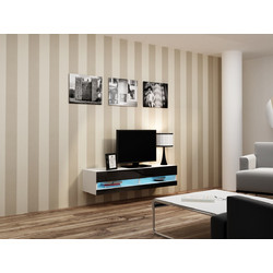 Cama Meble Έπιπλο Τηλεόρασης Ξύλινο με Φωτισμό Led White / Black Gloss Μ140xΠ30xΥ40cm Vigo New RTVVIGO140N b/c