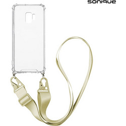 Sonique Armor Clear Θήκη Σιλικόνης με Strap Samsung Galaxy S9 Beige
