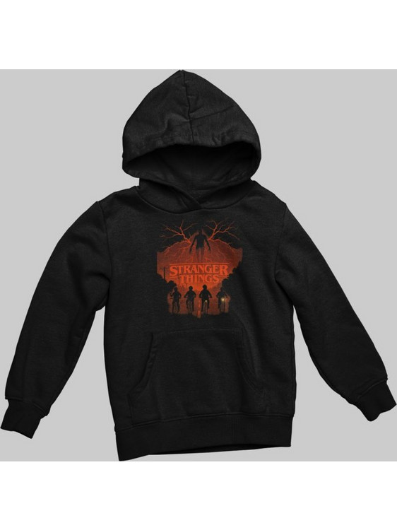 Stranger Things Night Riders Παιδικό Φούτερ με Κουκούλα - BLACK