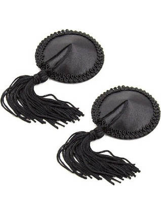 Naughty Toys Black Round Nipple Covers with Tassel