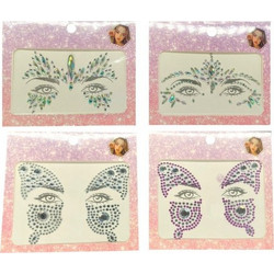 fun world Αυτοκόλλητα προσώπου face jewels σε 4 σχέδια 18x15 εκ. 7926
