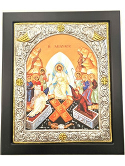 Εικόνα Ασημένια 925 Ανάσταση Κυρίου 23x28cm