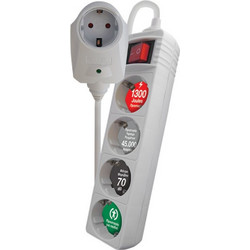 Crystal Audio CRYSTAL AUDIO CP-4+1w Πολύπριζο Προστασίας Schuko 4+1 Θέσεων 1300j Λευκό