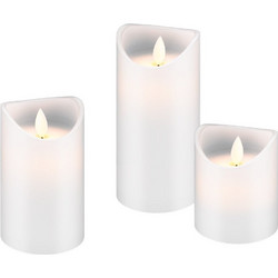 Goobay Set Of 3 Led Real Wax Candles, White - (77779)
