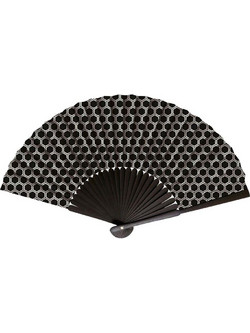Βεντάλια ξύλινη ροζ γεωμετρικό μοτίβο Cedon Hexagon