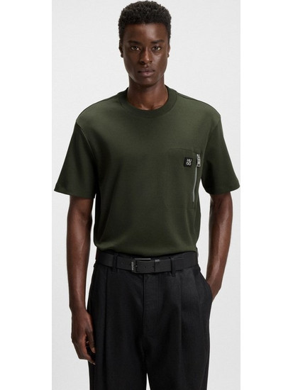 HUGO Interlock-Cotton T-Shirt With Zip Pocket 50542566-309