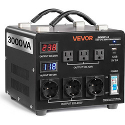 VEVOR Αυτόματος Μετατροπέας Τάσης 3000VA με Οθόνες LCD, Διεπαφές USB/Type-C, 110V/220V SXDYZHQZD110T6EC7001V2