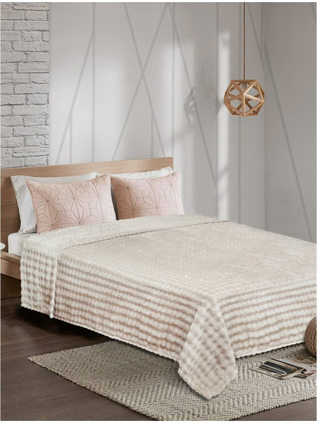 Κουβέρτα Fleece Μονή Madi Puffella Μπεζ 160x220