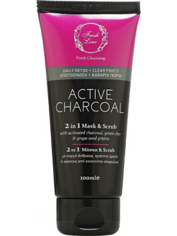 Fresh Line Active Charcoal Scrub Κρεμώδης Μάσκα Προσώπου για Καθαρισμό με Άνθρακα 100ml