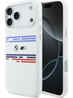 BMW M Silicon Horizontal Line Magsafe Case For Iphone 17 Pro Max White - (BMHMP17X25SHOTSH)