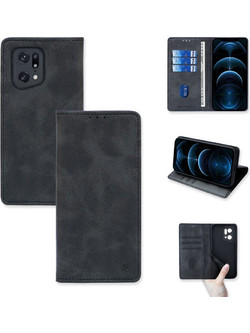 Sonique Vintage Magnet Wallet Θήκη Πορτοφόλι Oppo Find X5 Pro 5G Μαύρο