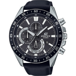 Casio Edifice Ανδρικό Ρολόι Χρονογράφος με Μαύρο Δερμάτινο Λουράκι EFV-620L-1AVUEF