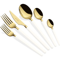 Μαχαιροπίρουνα Carre (Σετ 36Τμχ) 645DRM1231 Gold-White Hermia 36 τμχ Ανοξείδωτο Ατσάλι