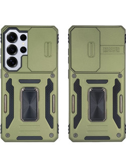 Sonique Ring Armor CamShield Back Cover Khaki (Samsung Galaxy S26 Ultra)