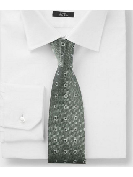 BOSS MEN JACQUARF-PATTERN TIE IN A SILK BLEND OPEN GREEN