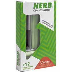 Herb Cigarette Holder Ανταλλακτικά Φίλτρα, 12τεμ & Θήκη, 1τεμ, 1σετ - Ασημί