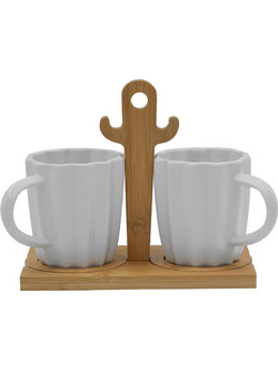 CACTUS ΚΟΥΠΑ ESPRESSO 20x12x17cm ΠΟΡΣΕΛΑΝΗ ΛΕΥΚΟ ΦΥΣΙΚΟ BAMBOO