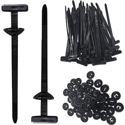 POWERTECH δεματικά καλωδίων TIES-082, 5x90mm, μαύρα, 50τμχ